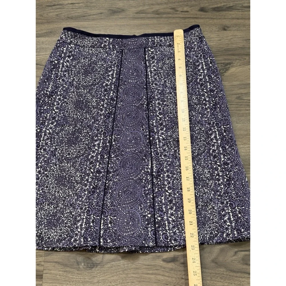 Tory Burch Skirt 8 Purple Paisley Fluted A-Line Above Knee Preppy Quiet Luxury